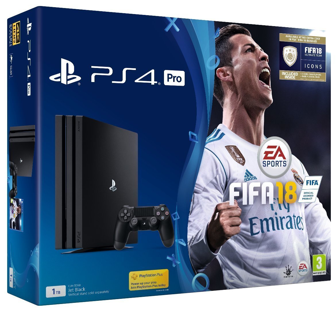 Sony PlayStation 4 Pro Console - Black - 4K 1TB + FIFA18 bundle - FIFA 18  Ultimate Team Icons and Rare Player Pack